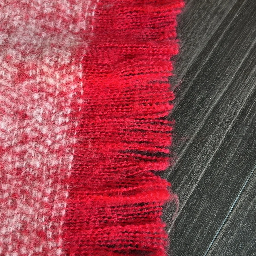Free People Red Combo Blanket Scarf